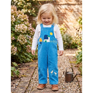 Vintage Kids Popsicle Blue Corduroy Overalls with Farm Applique Size 3